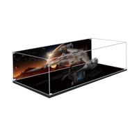 Acrylic Display Case for Lego 75442 Interstellar Fighter Building Set, Dustproof Transparent Box - Only Display Case, Display Box Compatible with Lego 75442 (Back Spray C + Black base)