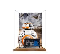 Acrylic Display Case for Lego 75452 BB-8 Astromech Droid Model, 3mm Dustproof Display Box, Display Case Compatible with Lego 75452(Model Not Included) (Background Wood Base)