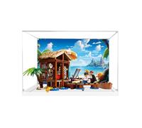 Acrylic Display case for Lego 75636 Windmill Village Lodge - dustproof with uv Protection,Custom Fit for Lego 75636 Model - Collector's Edition(Model not Included) (White Base + Background)
