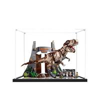 Acrylic Display Case for Lego 75936 Tyrannosaurus Rex's Roar Model, 3mm Dustproof Display Box, Display Case Compatible with Lego 75936(Model Not Included) (Black Base+Mirror 3MM)