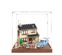 Acrylic Display Case for Lego 75968 4 Privet Drive Model, 3mm Dustproof Display Box, Display Case Compatible with Lego 75968 (Model Not Included) (Wooden Base 2MM)