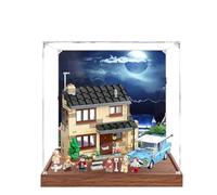 Acrylic Display Case for Lego 75968 4 Privet Drive Model, 3mm Dustproof Display Box, Display Case Compatible with Lego 75968 (Model Not Included) (Background Wooden Base A)