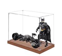 Acrylic Display Case for Lego 76273 Batman and The Batmobile Model, 3mm Dustproof Display Box, Display Case Compatible with Lego 76273 (Model Not Included) (Wooden Base 3MM)