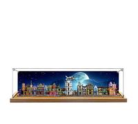 Acrylic Display Case for Lego 76444 Diagon Alley Building Set,Clear Display Case, Dust-Proof Display Case Compatible with Lego 76444 (Only Display Case) (Background,Wooden Base)