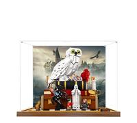 Acrylic Display Case for Lego 76466 Sorcerer's Stone Model, 3mm Dustproof Display Box, Display Case Compatible with Lego 76466(Model Not Included) (Background 3MM Wood Base A)