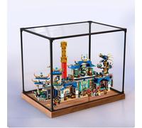 Acrylic Display Case for Lego 80049 Dragon Palace of the East Sea Model, Dustproof Display Box (display box only) (Wooden base)