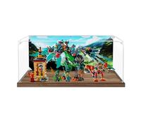 Acrylic Display Case for Lego 80056 Nine-Headed War Beast Model, Dustproof Display Box (display box only) (Wooden base+background3mm)