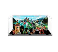 Acrylic Display Case for Lego 80056 Nine-Headed War Beast Model, Dustproof Display Box (display box only) (Black base+background3mm)
