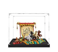 Acrylic Display Case for Lego 80119 Galloping Horses Canvas Model, 3mm Dustproof Display Box, Display Case Compatible with Lego 80119 (Model Not Included) (Black Base 2MM)