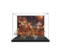 Acrylic Display Case for Lego 80120 Wangyue Tower Inn Building Model, 3mm Dustproof Display Box, Display Case Compatible with Lego 80120 (Model Not Included) (Background B)