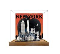 Acrylic Display Case Specially made for Lego 21066 The Big Apple skyline in New York City Set, Dustproof Box - Only Display Case, Display Box Compatible with Lego 21066 (Back Spray 1 + Base B)