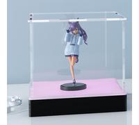 Acrylic Display Case with USB RGB LED Lighting Base, App & Key Controlled, Crystal-Clear Showcase for Collectibles, Toys, Figures & Memorabilia, 20x20x20cm