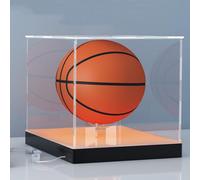 Acrylic Display Case with USB RGB LED Lighting Base, Dual Ball Stand, App & Key Controlled, Crystal-Clear Display Box for Basketball and Mini Helmet, 30x30x30cm