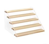 Acrylic Display Rack with Detachable Sections Allowing Custom 2 Tier 3 Tier 4 Tier or 5 Tier Setups for Dolls and Cosmetic Organization (B)