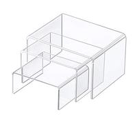 Acrylic Display Riser 3 Size Step Acrylic Display Stand Corrosion Resistant Clear Showcase Display Shelf Figures Buffet Jewelry Storage Organizer for Closet