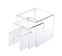 Acrylic Display Risers Clear Stand Set of 3 Low Profile Tiered for Showcasing Dessert Retail & Home Decoration Stands for Display