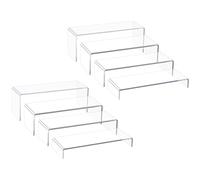 Acrylic Display Risers Stand,12''(31cm Length) Large Display Stands, Thickness 5mm Tierd Acrylic Shelf for Perfume Display, Clear Risers for Cupcake Stand,Pop Figurines,Tumbler,Food (Clear, 8PCS)