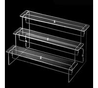 Acrylic Display Stand 2-5 Tier Transparent Ladder Shelf Organiser, Multi Layer Riser for Cupcakes, Perfume, Doll Figures, Jewelry and Collectibles Storage,(3 layers 20cm)