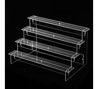 Acrylic Display Stand 2-5 Tier Transparent Ladder Shelf Organiser, Multi Layer Riser for Cupcakes, Perfume, Doll Figures, Jewelry and Collectibles Storage,(4 layers 29cm)