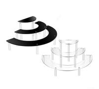 Acrylic Display Stand, 3-Tier Half Moon Dessert Table for Cakes Cupcakes Perfume Cosmetics, Curved Jewellery Organiser Rack for Party Wedding Home(Black)
