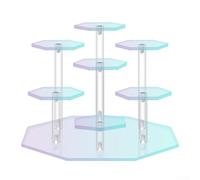 Acrylic Display Stand 7-Tier Round Cake Stand for Wedding Dessert Table Party Food Shelf Transparent Colorful Black Home Decor Organizer 20cm Base(Colorful)