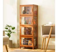 Acrylic display stand, Figure display cabinet/Glass Display Cabinets, Display Case, Freestanding Floor Cabinet, Curio Showcase with Glass Doors, Transparent on Three Sides