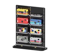 Acrylic Display Stand for Kodak Charmera Keychain Digital Cameras | CaSZLUTION Non-Slip Desktop Collection Rack, Black Film-Strip Backboard with Clear Shelves for Charmera Blind Box Mini Camera