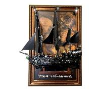 Acrylic Display Wallboard Compatible with Lego 10365 Black Pearl Pirate Ship Set, Gift Ideas Lego Ship Wall-Mounted Frame Display Stand Lovers(Model not Included) (Lighting Style)