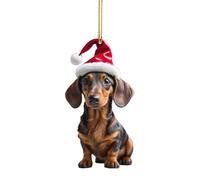 Acrylic Dog Car Charm - Rearview Mirror Decor | Lifelike Pet Ornament for Vehicle, Tree, Home | Cute Animal Accessory for Christmas, Party, Interior Styling, Gift Ideas, Theme -Dec