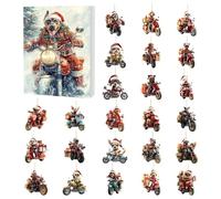 Acrylic Dog Christmas Advent 2025 | 24-Days Countdown Calendar 2D Acrylic Ornaments | Holiday Dog Riding Motorcycle Charm | For Family Vacation Home Tree Wall Door Window Party Favors Holiday