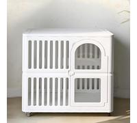 Acrylic Dog Crate Indoor with Wheels 34x 23x 30,Cute Plastic Easy Cleaning Pet Play Pen for Puppy Small Medium Dogs Playpen,White Houses Kennel