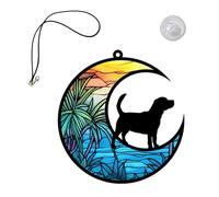 Acrylic - Dog Moon Figurine Acrylic Wall Hanging, Light Sensor Panels, Decorative Vibrant Ornament | Indoor Display for Animal Memorial