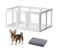 Acrylic Dog Playpen-Clear Dog Play Pen Indoor for Puppy-Transparent Pet Fence for Small Animals Rabbit Cat Ferret Whelping Crate Enclosure Cage Kennel with Easy Assembly, 10Panels,23.6" Height
