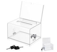 Acrylic Donation Box, 16×10×12cm/6.3×3.9×4.7in Clear Acrylic Donation Box, Ballot Box Transparent with Key Lock, Transparent Business Card Collection Box, For Business Cards, Votes, Competitions