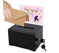 Acrylic Donation Box, 16x12x10cm Black Suggestion Box with Slot Lock and Sign Holder Ticket Storage Container Ballot Box for Voting Charity Tip Business Card Comment Collection