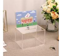 Acrylic Donation Box, Clear Acrylic Donation Box With Secure Lock And Two Keys, Includes Sign Holder For Displaying Instructions In Offices And Schools