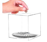 Acrylic Donation Box - Transparent Piggy Bank | ATM Piggy Bank for Real Money Dollar Acrylic Bank Jar Sign Holder Clear Voting Box Slot Suggestion Box