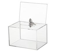 Acrylic Donation Box with Lock and Sign Holder, Transparent Suggestion Box, Ballot Box Lockable, Donation Boxes for Charity, Raffle Ticket Box Tips Jars, Storage Box for Voting Fundraising Suggestion