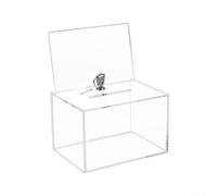 Acrylic Donation Box With Lock, Clear Ballot Box With Sign Holder, Customize Messages And Instructions, For Offices, Schools, Retail Stores