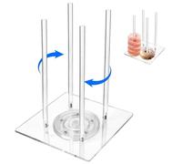 Acrylic Donut Stand, Rotating Doughnut Display Stand with 4 Support Rods, Clear Doughnut Holder for Parties, Bagel Stand Donut Tower Stand for Dessert Table, Afternoon Tea, Wedding, Birthday, Party