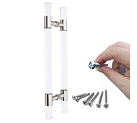 Acrylic Door Handle, Front Door Hardware Pull Bar with Screws, H Shape Glass Sliding Gate Double Sided Knobs