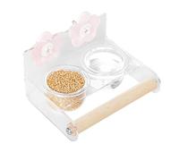 Acrylic Double Bowl Feeder with Removable Cup and Standing Rod for Parrot Love Bird Cage Hanging Food Dispenser Double Use Bird Bait Box and Water Bowl