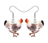 Acrylic Drop Hen Chicken Earrings Funny Farm Design Lovely Gift For Women By The Bonsny (Carrot)