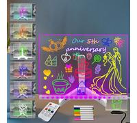 Acrylic Dry Erase Board 11.81 * 7.95Inch 7 Color Change Light up Message Board with Remote Control Glowing Whiteboard LED Drawing Board Note Board Planning Board USB Table Lamp for Kids Teens