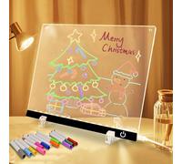Acrylic Dry Erase Board with LED Light -11.8"x8.5" Clear Glowing Memo,Brightness Level Adjustment,12 Color Markers, Ideal for Office/Home/Kids (Standard Edition)