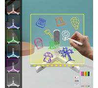 Acrylic Dry Erase Board with Light LED Note Board Glowing Planning Board Message Memo Letter Board with 7 Pen for Office School Home (8"×8")
