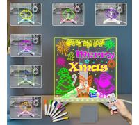Acrylic Dry Erase Board with Light Remote Control Light up Message Board with Stand 5.91×5.91Inch Dimming 7 Color Changing LED Drawing Board Desk Lamp LED Note Board with Colors Best Gift Home Decor