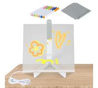 Acrylic Dry Erase Card - Clear Lighting Message Board, Desktop Whiteboard with 7 Neon Markers, Reusable Writing | Illuminated Memo Board, Map