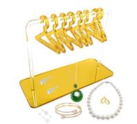 Acrylic Earring Stand with Hangers - Clear Jewelry Display Rack 11x16cm | Earring Display with 8 Mini Coat Hangers, Space Saving Organizer for Necklaces Bracelets Earrings | Retail Countertop Personal