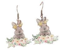 Acrylic Easter Bunny Rabbit Earrings Flower Rabbit Drop Dangle Earrings for Women Holiday Jewelry Gifts, Acrylic, No Gemstone